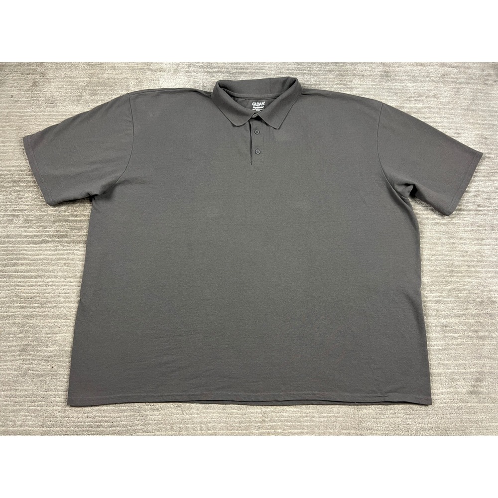 Gildan Polo Shirt Men 4XL Gray DryBlend Short Sleeve Solid Casual Pique Workwear